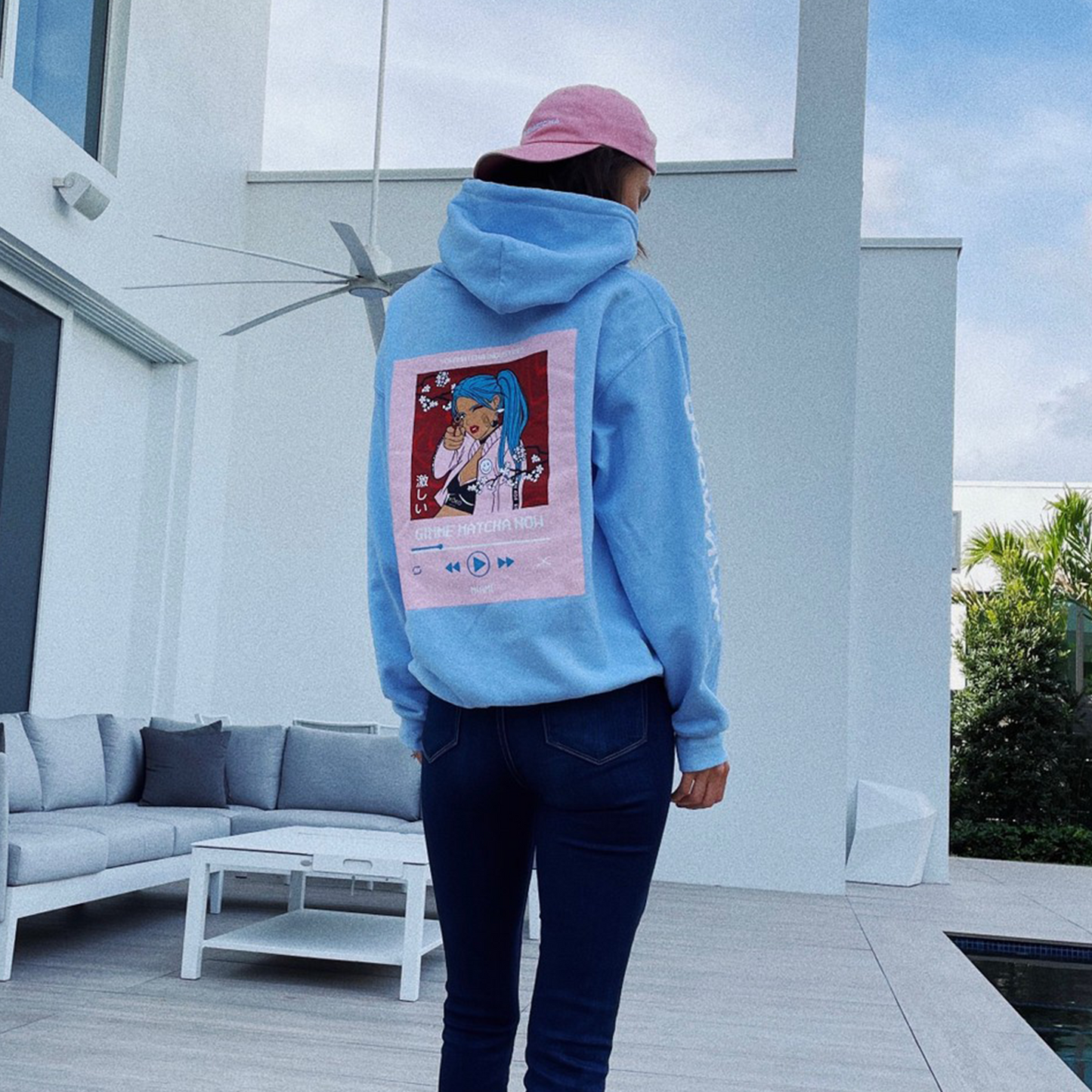 Gimme Matcha Now Anime - Blue Hoodie