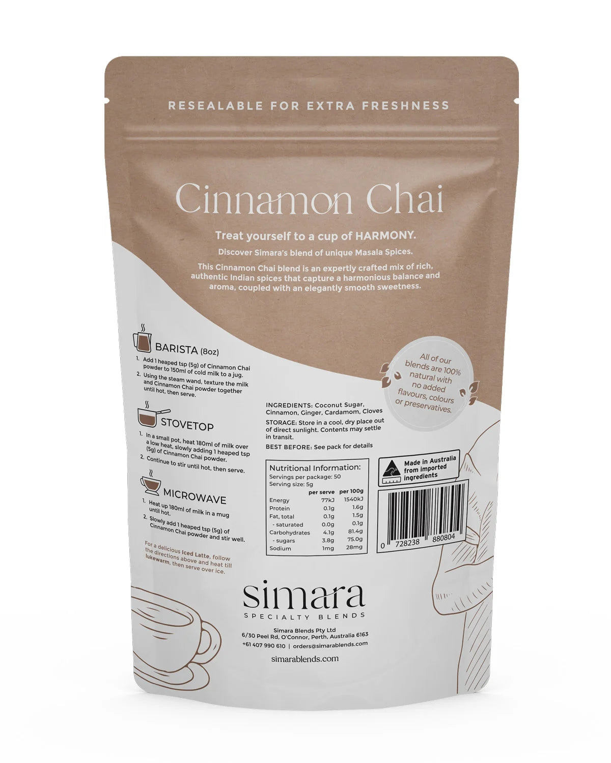 Cinnamon Chai Latte Powder Simara Blends