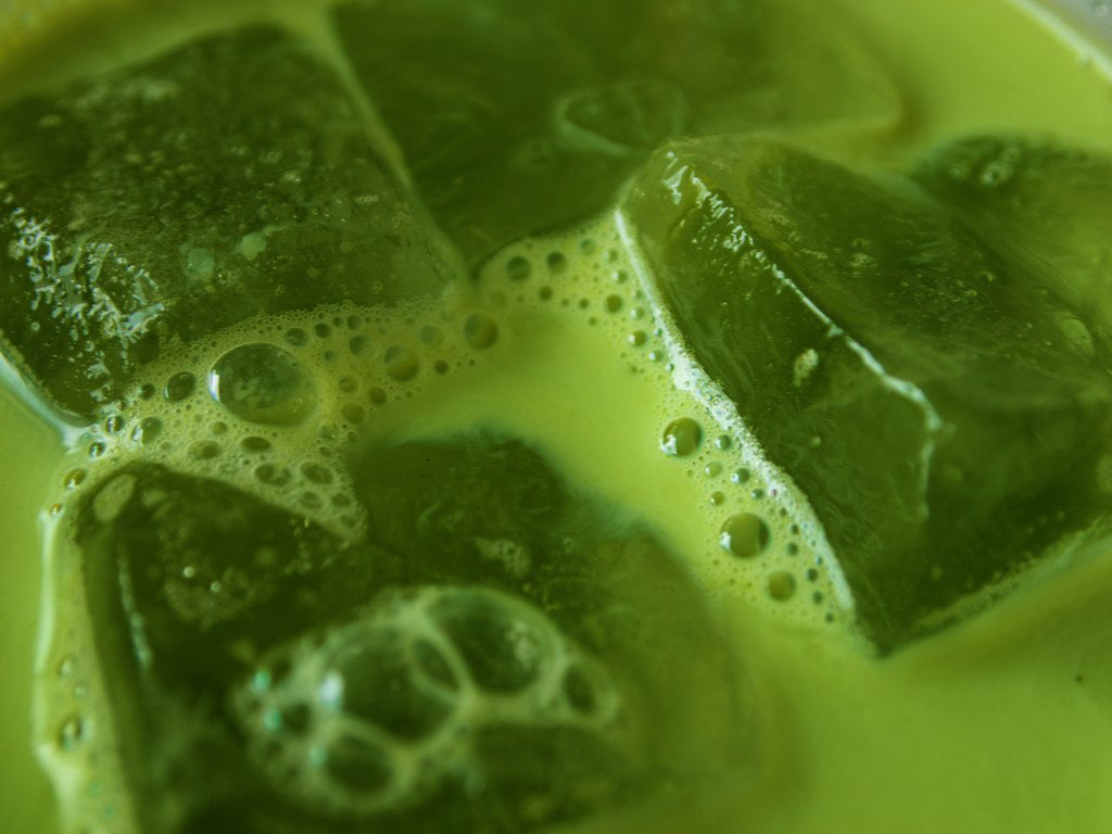 Close-up of green iced matcha from Yōko Matcha