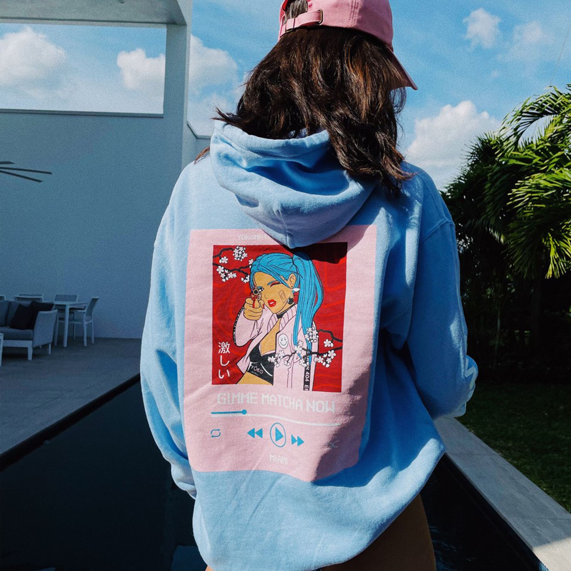 Gimme Matcha Now Anime Blue Hoodie Y ko Matcha