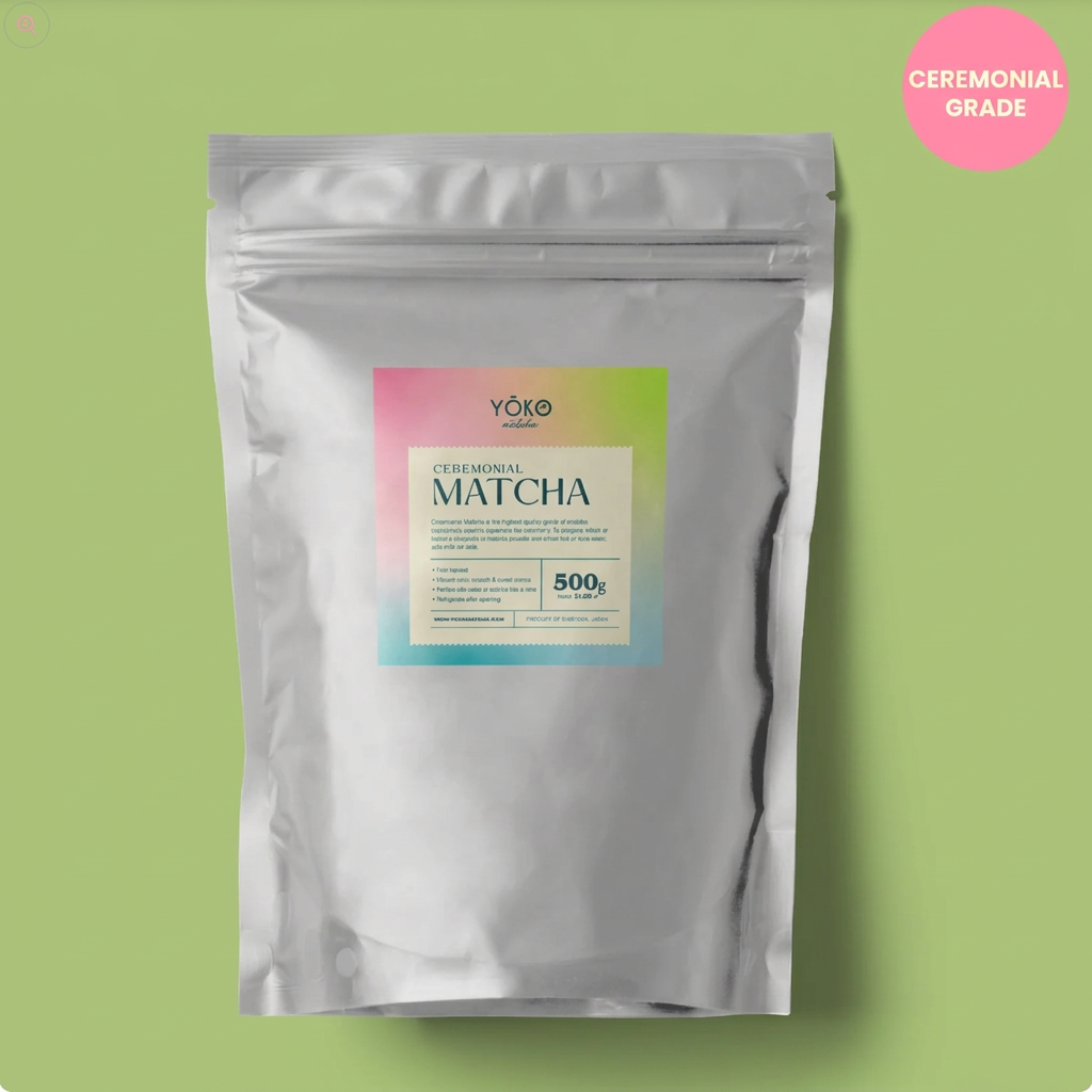 Ceremonial grade Japanese matcha powder 500g wholesale bag from Yōko Matcha sourced from Shizuoka Japan.